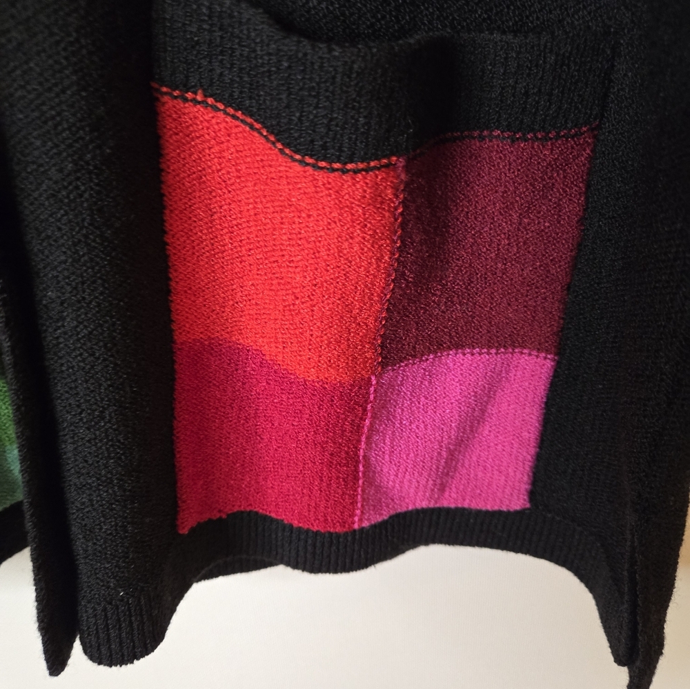 ALNORAL Women's Size M 75% Wool Art-to-Wear tunic cardigan with patchwork detail - Picture 6 of 11